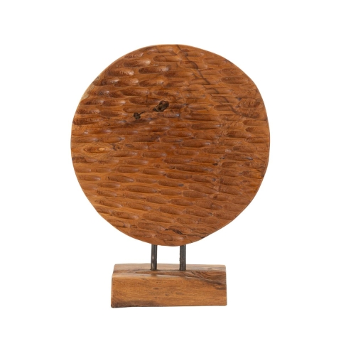 Escultura Étnica Decorativa em Madeira de Teca Feita à Mão Coin Promoção