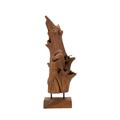 Escultura decorativa étnica em madeira de teca feita à mão Akar Promoção