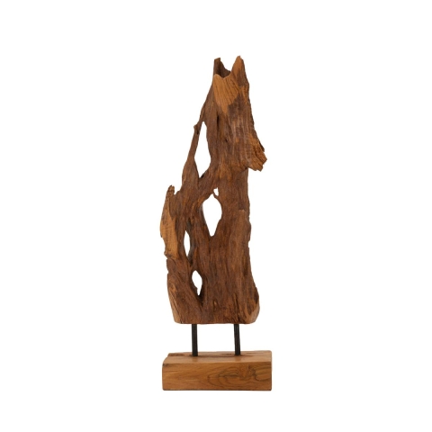 Escultura artesanal decorativa em madeira de teca estilo étnico Rakat Promoção