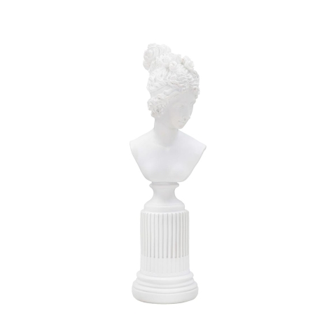 Estatueta Escultura Busto Mulher Clássica em Resina Branca Era Promoção