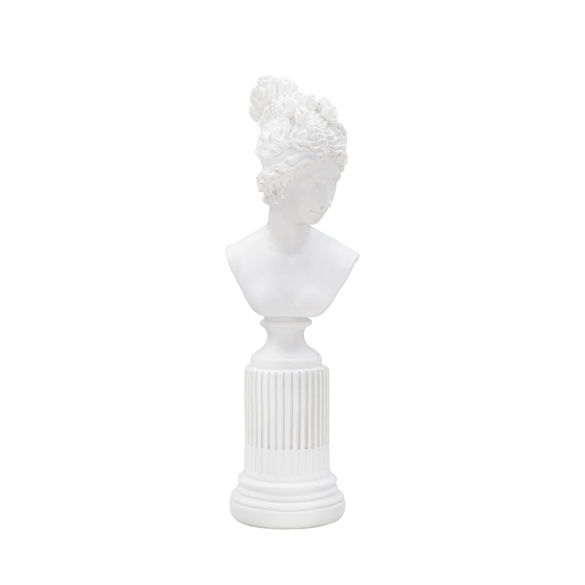 Estatueta Escultura Busto Mulher Clássica em Resina Branca Era Promoção