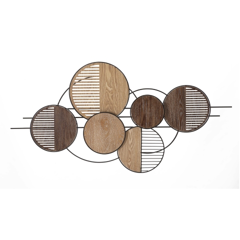 Painel decorativo de parede em madeira e metal estilo boho chic 134x69cm Woody Promoção