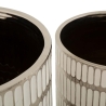 Conjunto de 2 vasos em cerâmica branca com decorações prateadas Ray Saldos