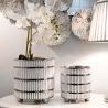 Conjunto de 2 vasos em cerâmica branca com decorações prateadas Ray Venda