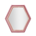 Espelho hexagonal de parede moderno com moldura em veludo rosa Tony Promoção