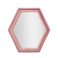 Espelho hexagonal de parede moderno com moldura em veludo rosa Tony Promoção