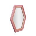 Espelho hexagonal de parede moderno com moldura em veludo rosa Tony Oferta