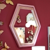 Espelho hexagonal de parede moderno com moldura em veludo rosa Tony Venda