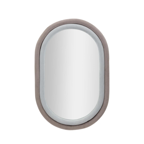 Espelho oval de parede com moldura em veludo cinzento 90x60x4cm Antony Promoção
