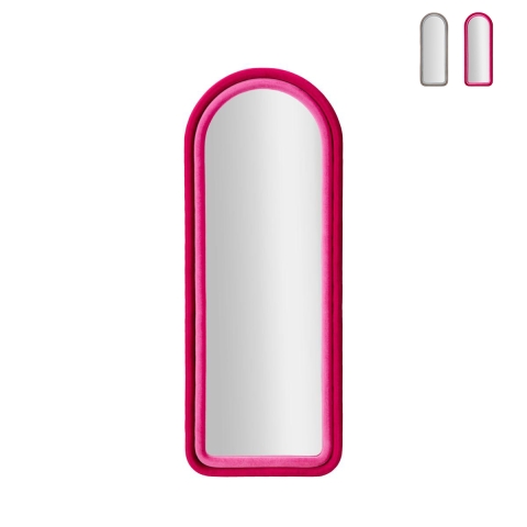 Espelho de parede com moldura arqueada em tecido 160x60x4 cm Cloe Promoção
