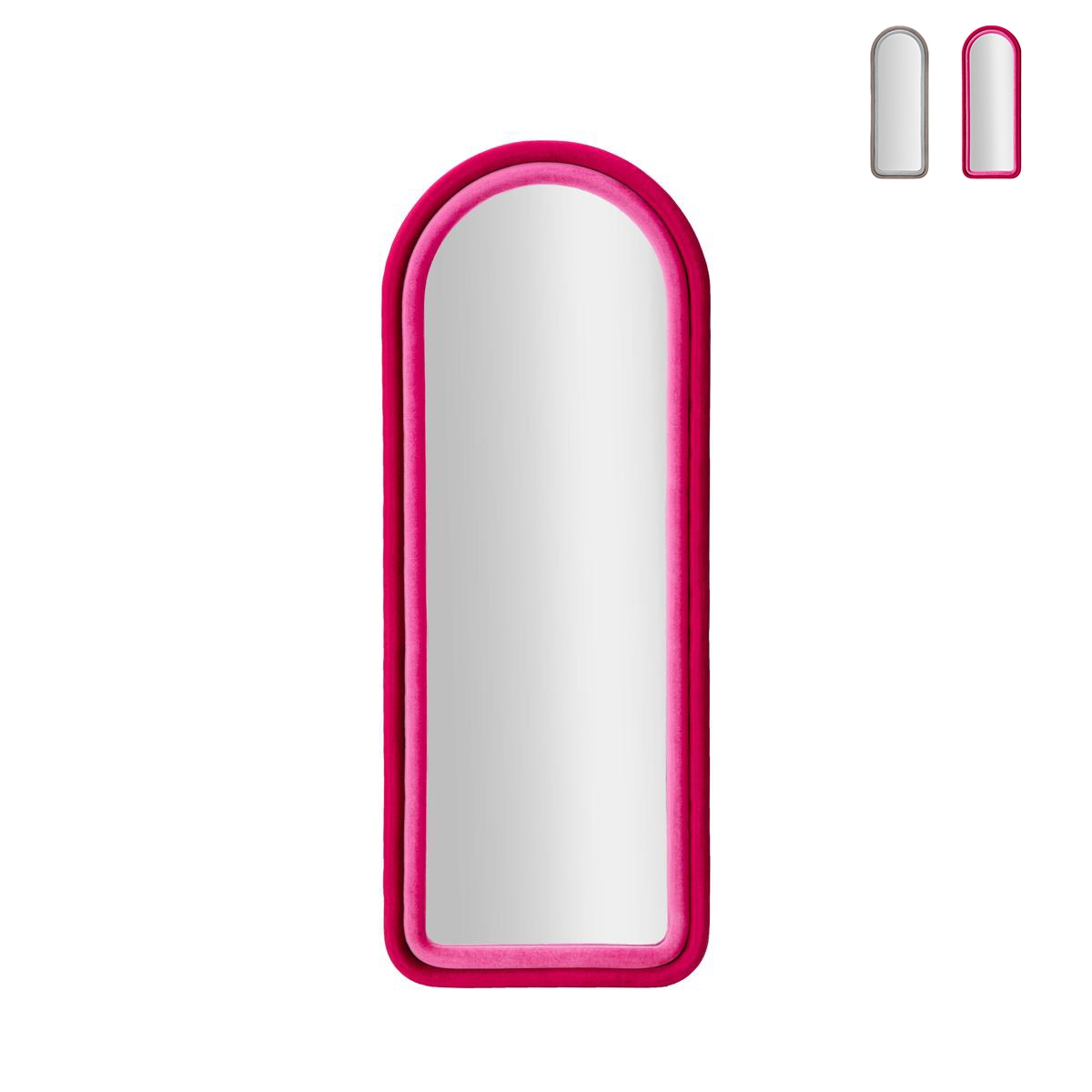 Espelho de parede com moldura arqueada em tecido 160x60x4 cm Cloe Promoção Espelho de parede com moldura arqueada em tecido 160x60x4 cm Cloe Promoção