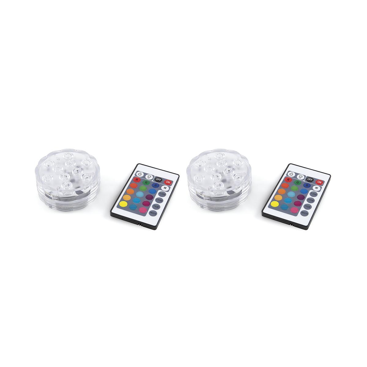 Conjunto de 2 focos LED à prova d'água com telecomando Ø 6,9x2,8 cm Virel