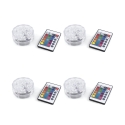 Conjunto de 4 focos LED à prova de água com telecomando Ø6,9x2,8 cm Virel Promoção