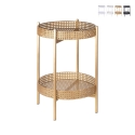Mesa de ferro com 2 prateleiras, palhinha de Viena, dobrável, Murea Promoção
