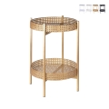 Mesa de ferro com 2 prateleiras, palhinha de Viena, dobrável, Murea Promoção