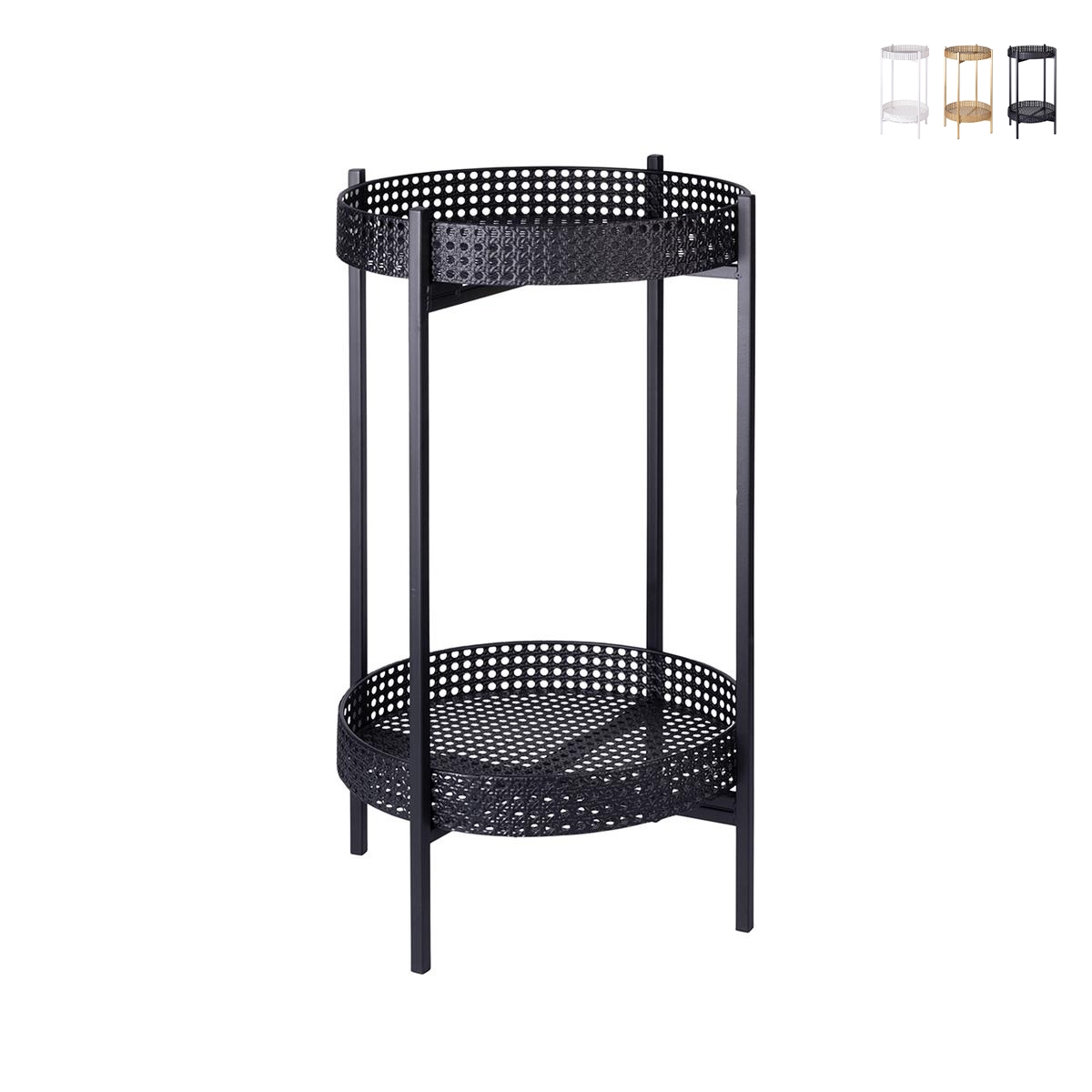 Mesa dobrável em ferro com 2 prateleiras de palhinha Zinek Promoção Mesa dobrável em ferro com 2 prateleiras de palhinha Zinek Promoção