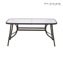 Mesa de exterior retangular em aço carbono e vidro Oshra Promoção
