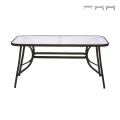 Mesa de exterior retangular em aço carbono e vidro Oshra Promoção