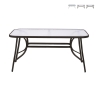 Mesa de exterior retangular em aço carbono e vidro Oshra Promoção
