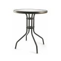 Mesa redonda de exterior 60 cm aço carbono e vidro Lorea Descontos