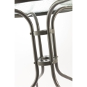 Mesa redonda de exterior 60 cm aço carbono e vidro Lorea Estoque