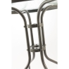 Mesa redonda de exterior 60 cm aço carbono e vidro Lorea Estoque