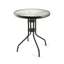Mesa redonda de exterior 60 cm aço carbono e vidro Lorea Catálogo