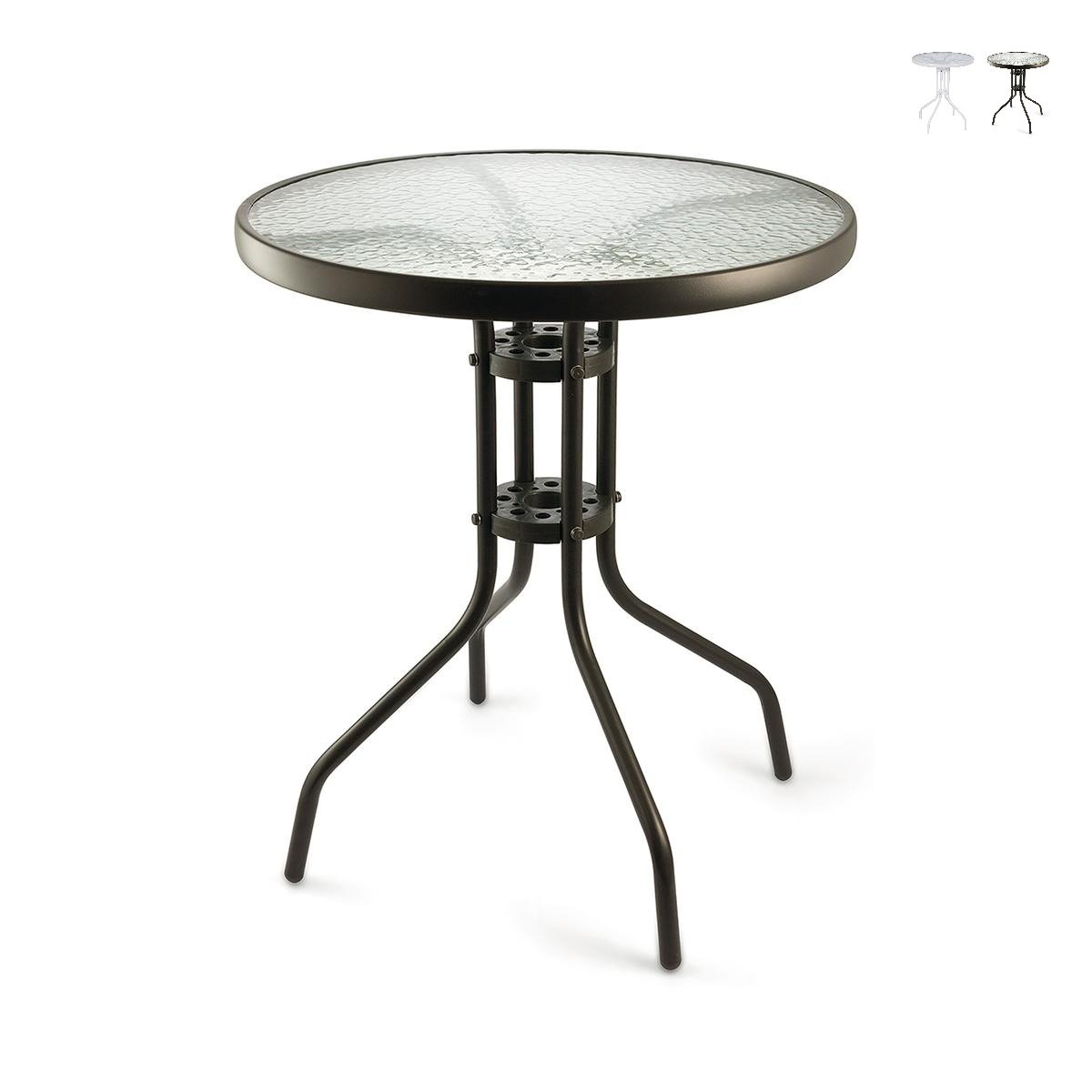Mesa redonda de exterior 60 cm aço carbono e vidro Lorea Promoção Mesa redonda de exterior 60 cm aço carbono e vidro Lorea Promoção