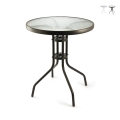 Mesa redonda de exterior 60 cm aço carbono e vidro Lorea Promoção