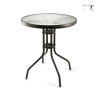 Mesa redonda de exterior 60 cm aço carbono e vidro Lorea Promoção