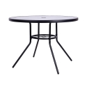 Mesa redonda de exterior 100 cm aço carbono e vidro branco Lorea Estoque