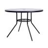 Mesa redonda de exterior 100 cm aço carbono e vidro branco Lorea Estoque