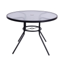 Mesa redonda de exterior 100 cm aço carbono e vidro branco Lorea Escolha