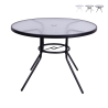 Mesa redonda de exterior 100 cm aço carbono e vidro branco Lorea Promoção