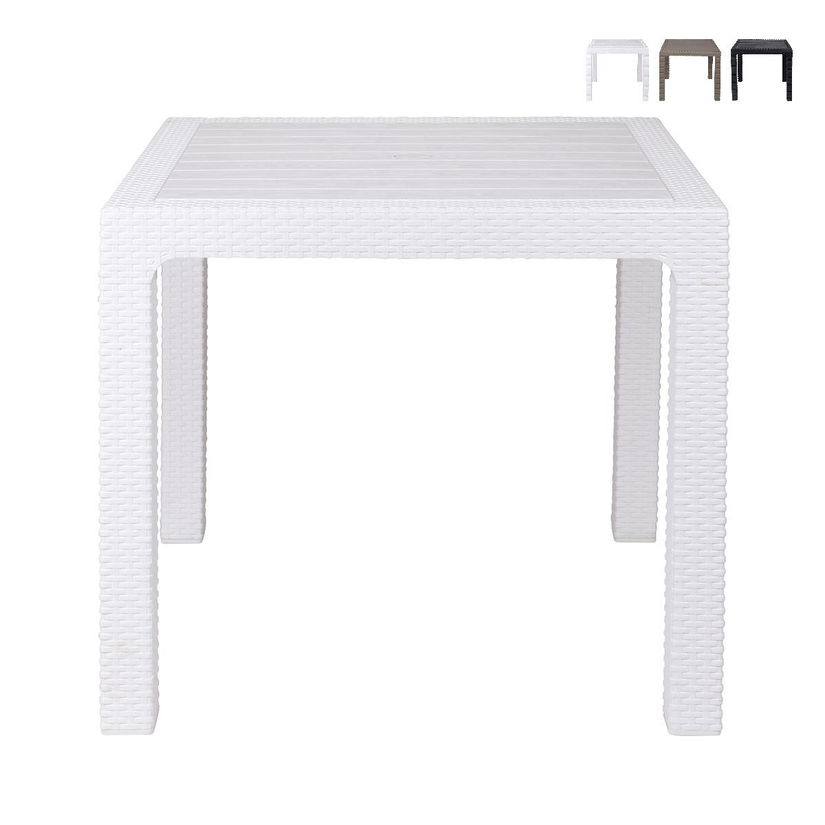 Mesa quadrada de exterior em plástico efeito rattan 80x80 cm Varnu Promoção Mesa quadrada de exterior em plástico efeito rattan 80x80 cm Varnu Promoção