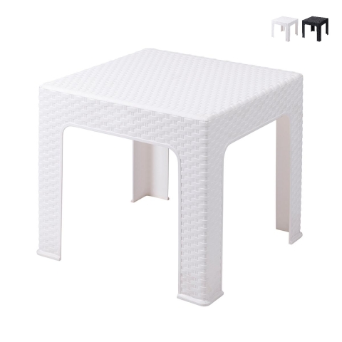 Mesa baixa para exterior 43x43 cm em plástico efeito rattan Zhorek Promoção