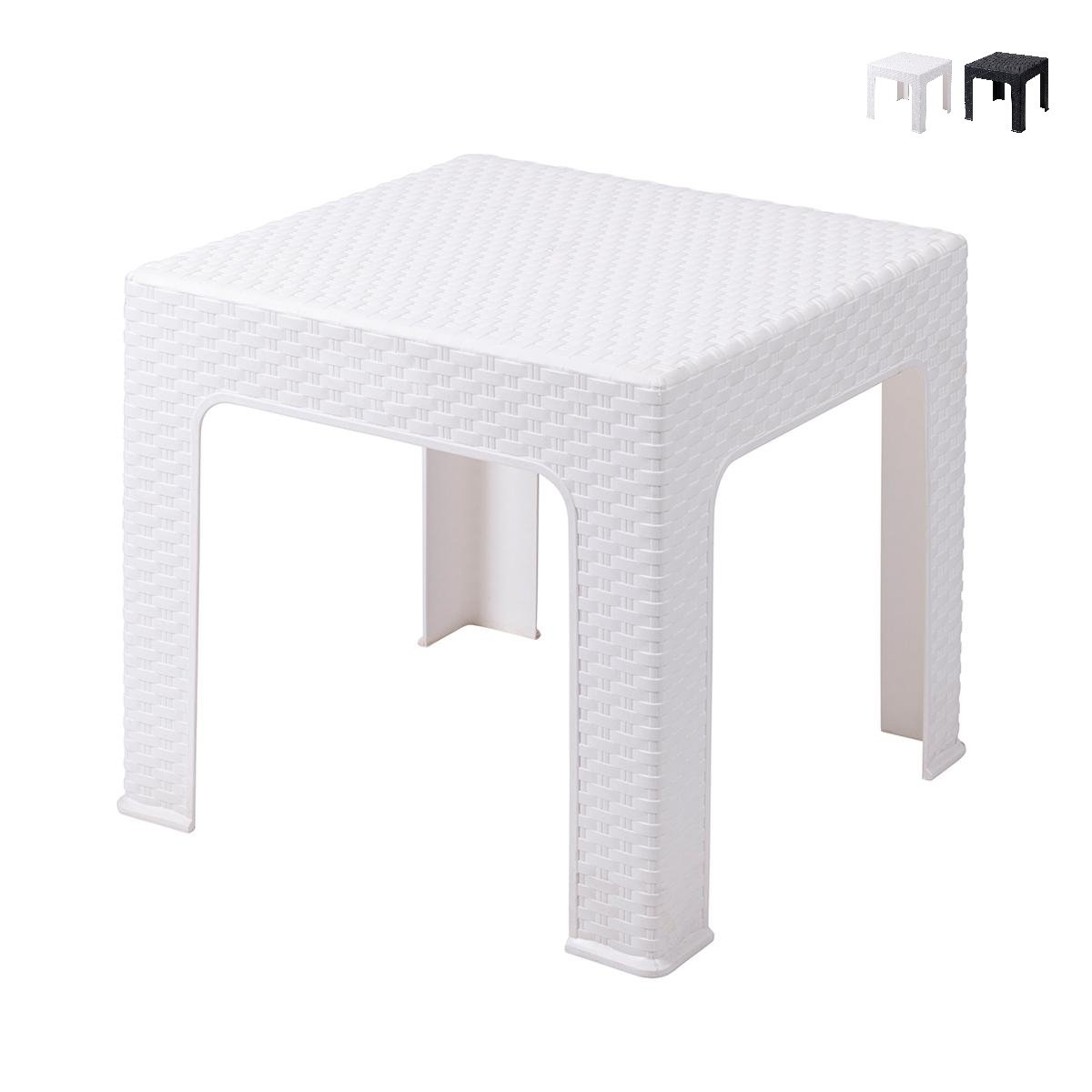 Mesa baixa para exterior 43x43 cm em plástico efeito rattan Zhorek Promoção Mesa baixa para exterior 43x43 cm em plástico efeito rattan Zhorek Promoção