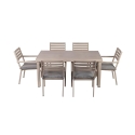 Conjunto de mesa exterior + 6 cadeiras de jardim em alumínio com almofadas Ibiza Oferta