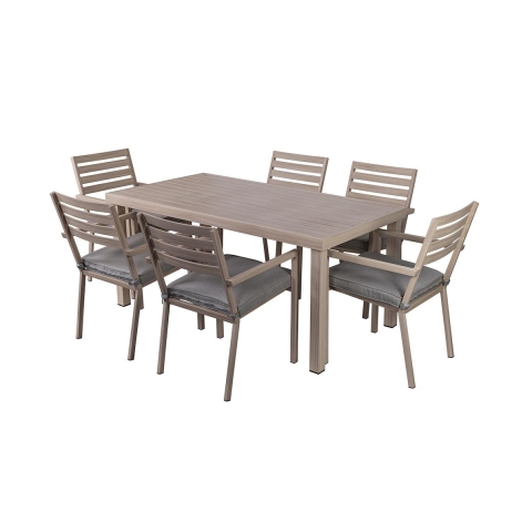 Conjunto de mesa exterior + 6 cadeiras de jardim em alumínio com almofadas Ibiza Promoção