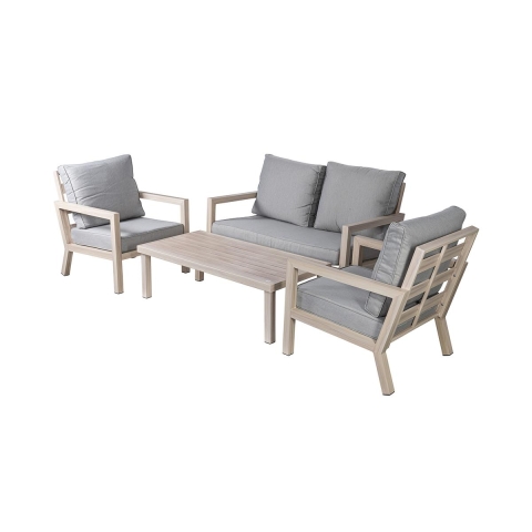Conjunto de jardim com sofá, mesa de centro e 2 cadeirões com almofadas Ibiza Promoção