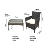 Conjunto de jardim em rattan com sofá, 2 poltronas e mesa com tampo de vidro Rodi Modelo
