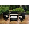Conjunto de jardim em rattan com sofá, 2 poltronas e mesa com tampo de vidro Rodi Estoque