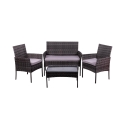 Conjunto de jardim em rattan com sofá, 2 poltronas e mesa com tampo de vidro Rodi Promoção