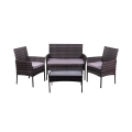 Conjunto de jardim em rattan com sofá, 2 poltronas e mesa com tampo de vidro Rodi Promoção