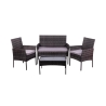 Conjunto de jardim em rattan com sofá, 2 poltronas e mesa com tampo de vidro Rodi Promoção