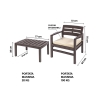 Conjunto de jardim exterior sofá 2 poltronas mesa efeito madeira Fij 