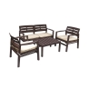Conjunto de jardim exterior sofá 2 poltronas mesa efeito madeira Fij Estoque