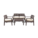 Conjunto de jardim exterior sofá 2 poltronas mesa efeito madeira Fij 