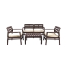 Conjunto de jardim exterior sofá 2 poltronas mesa efeito madeira Fij 