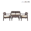 Conjunto de jardim exterior sofá 2 poltronas mesa efeito madeira Fij Promoção